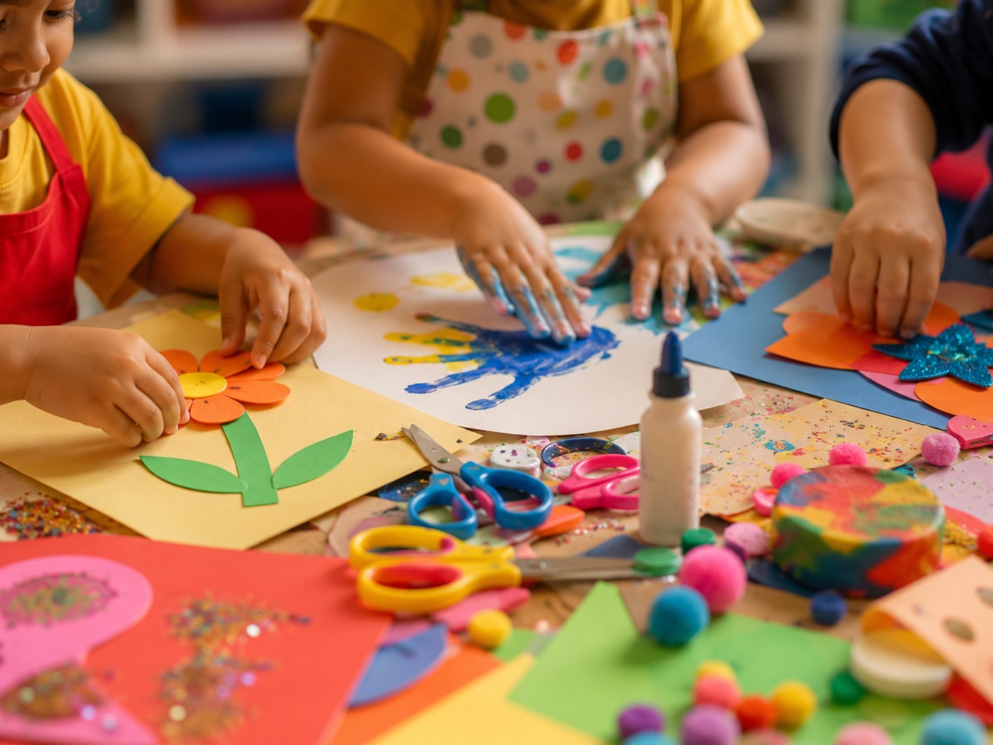 Children enjoying an art and craft class