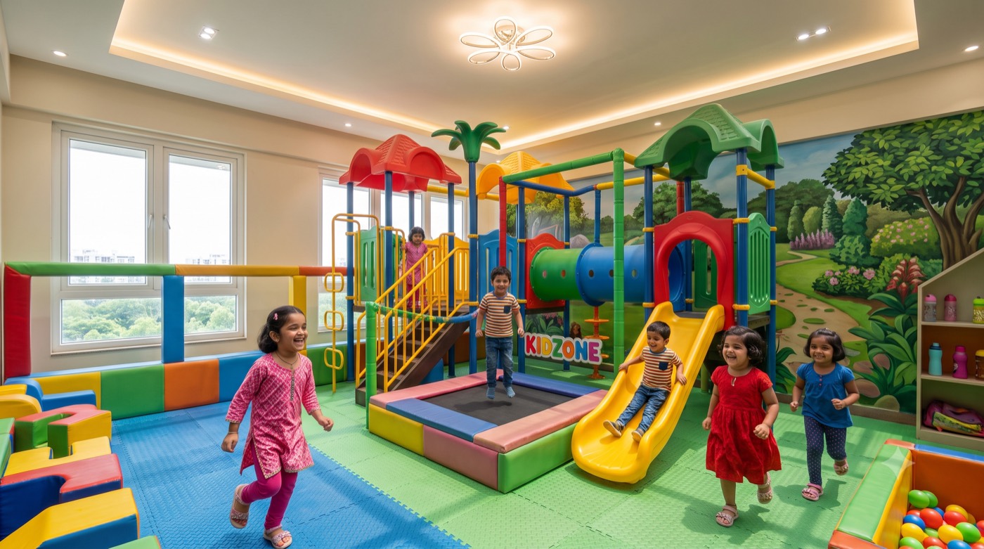 Children playing in the outdoor play area